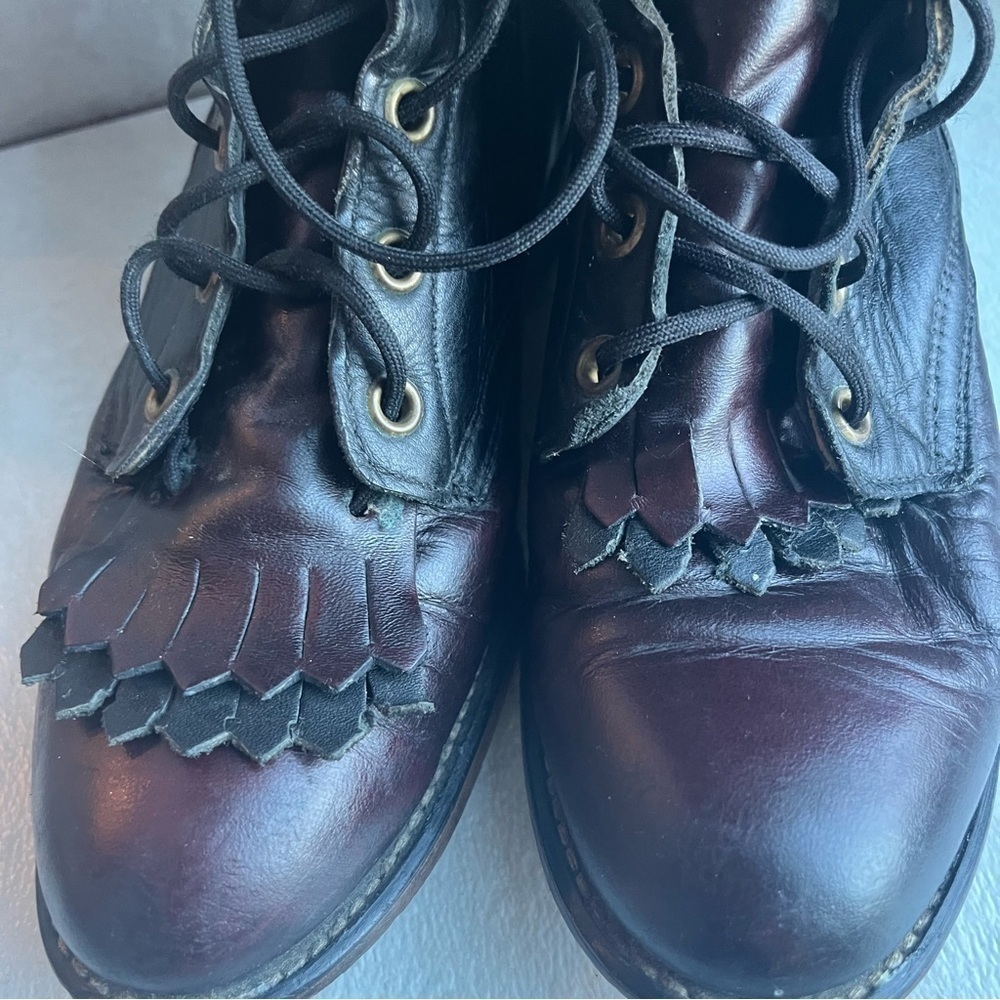 ** LAREDO vintage Black maroon Leather Roper Kiltie Boots 6.5 - Picture 11 of 12